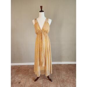 Traffic People Women's Maxi Dress Animal Print Deep V-Neck SZ Large